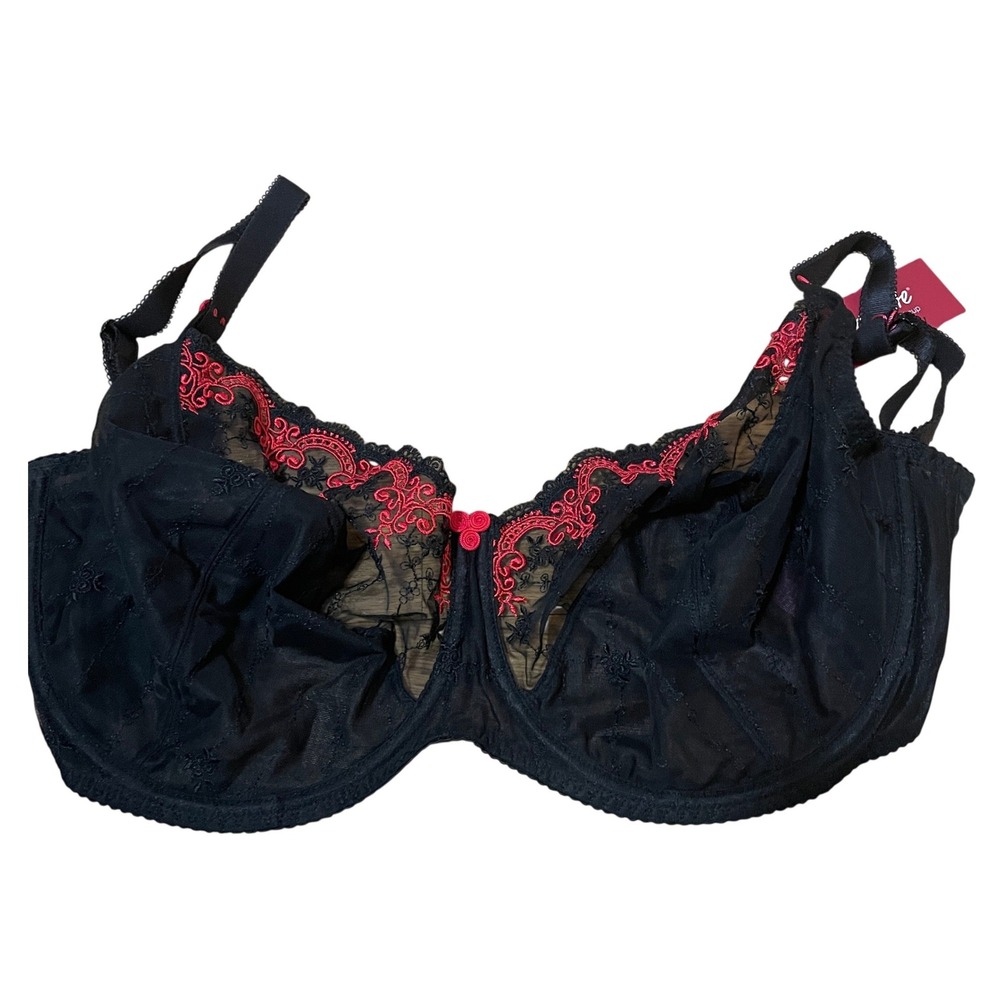 Curvy Kate 34K Romance Bra CK1501 Black Cherry Lacey Floral Embroidery Sexy NWT